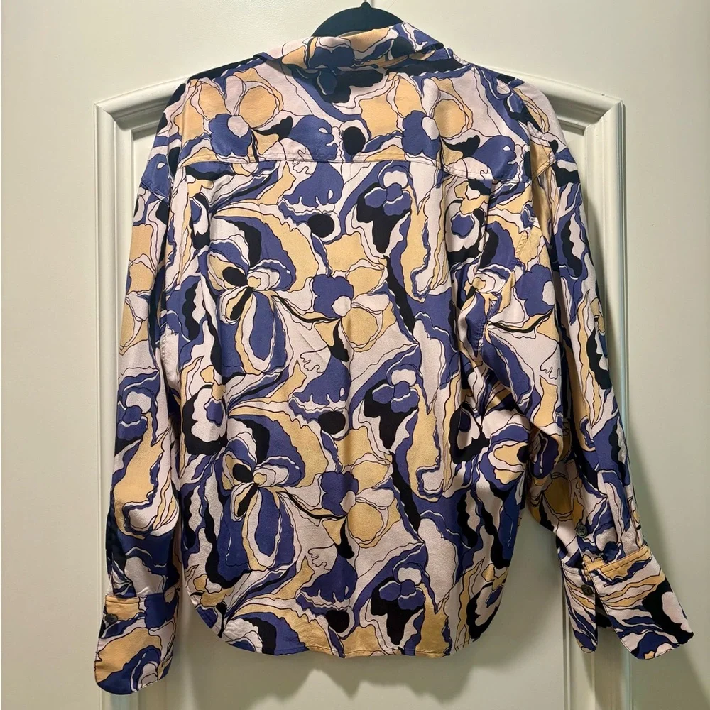 Equipment Blue and Cream Floral Blazer - Picture 1 of 3